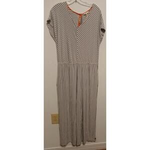 Matilda Jane Jumpsuit Medium Gray White Striped Jersey Knit 1pc Casual Wide Leg